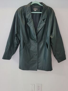 Maurices Dark Green Leather Blazer Jacket Size M